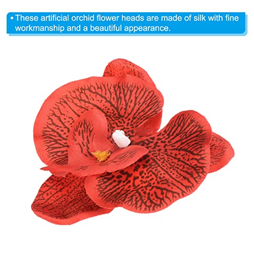 PATIKIL 9cm/3.5" Artificial Orchid Flower Heads, 20 Pack Silk Phalaenopsis Fake Butterfly Orchid Heads for Wedding Floral Bouquet Decor DIY Craft Making, Red - color: Red, size: 3.5"