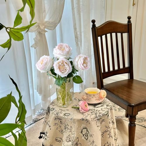 YalzoneMet 3.5'' Big Bloom Flesh Pink Rose Artificial Flowers 4Pcs Real Touch Rose Faux 17.7 Inch Long Stem Austen Roses Peonies Fake Flowers for Home Kitchen Party Christmas Flower Wedding Decor - color: Flesh Pink