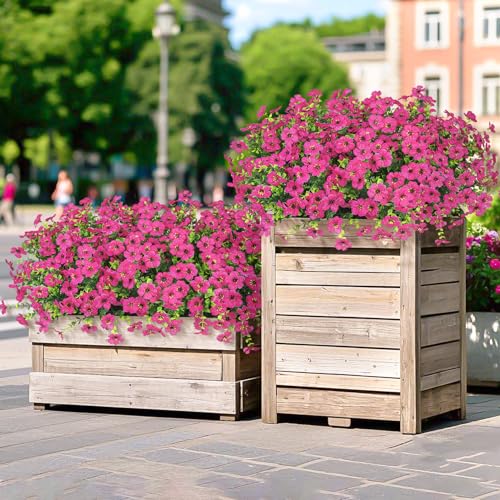 20 Bundles Artificial Flowers for Outdoors Decoration Fake Silk Flowers UV Resistant Faux Plants Artificial Daisy Eucalyptus for Spring Summer Garden Yard Porch Window Home Decor, Fuchsia - color: Fuchsia