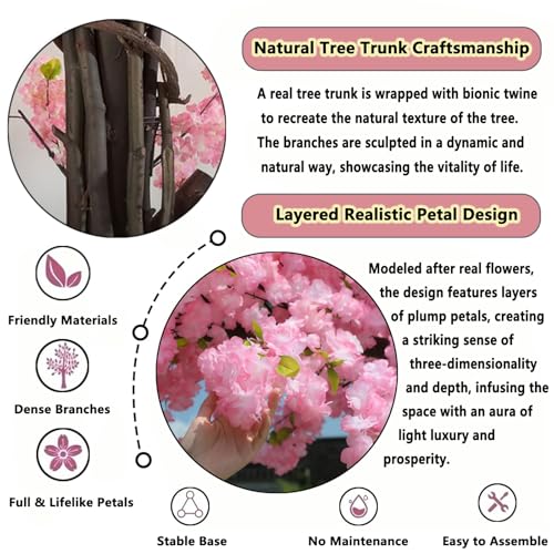 Large Artificial Cherry Blossom Trees Pink 6ft for Indoor Outdoor Home Decor,Tall Fake Japanese Cherry Blossom Wishing Trees for Living Room Garden Party,Wedding,Courtyards,Centerpieces - color: Pink, size: 5ft 11in