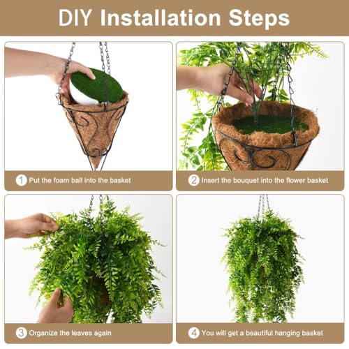 ZFProcess Artificial Faux Hanging Plants Basket for Spring Summer Outdoor Decoration, Fake Eucalyptus Leaf UV Resistant Look Real for Outside Porch Home Patio Balcony Yard(Eucalyptus Leaf) - color: Green