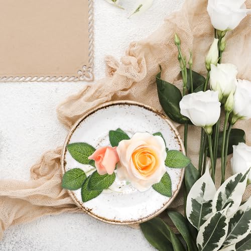 40 Pcs Green Leaves for Decoration Silk Fake Leaves Bulk Artificial Flowers Rose Leaves Plastic Artificial Leaves For Crafts Faux Fake Greenery Leaves Bouquet Garland Wreath Floral Arrangement DIY