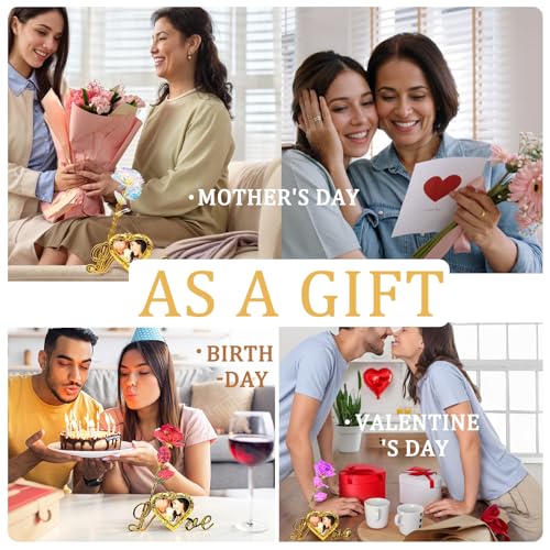 ONEPEACE 24K Gold Rose Birthday Gifts for Women with Love Picture Frame Stand, Artificial Rose Flowers Mothers Day Gifts for Mom from Daughter Son, Valentines Gifts for Her Mom, Wife, Grandma (Red) - color: Red