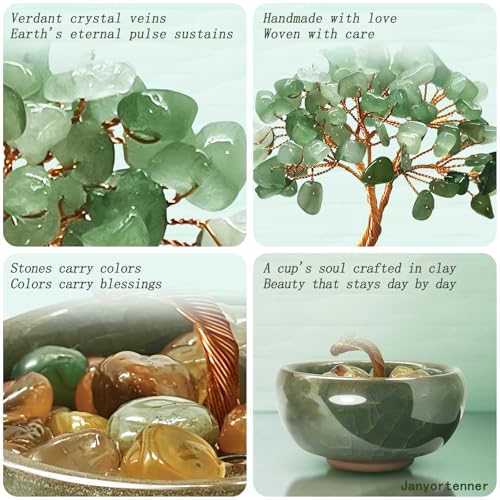 Green Aventurine Crystal Tree,Harmony Office Desk Home Decor,Vitality Gift with Copper Wire in Ceramic Base - color: 3-forest Muse