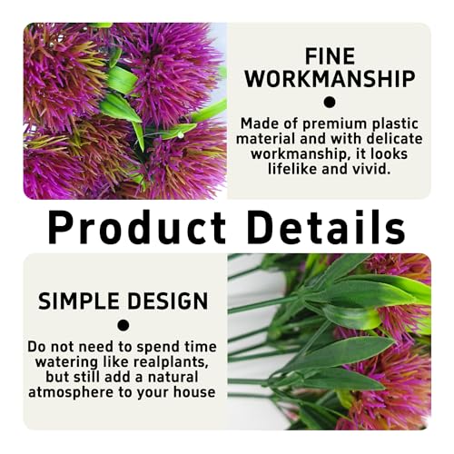 pson 10Pcs 11 Inch Artificial Dandelion Flowers, Faux Plastic Bouquets Shrubs for Home, Wedding, Garden, Party, Indoor/Outdoor Decoration(Purple) - color: Purple