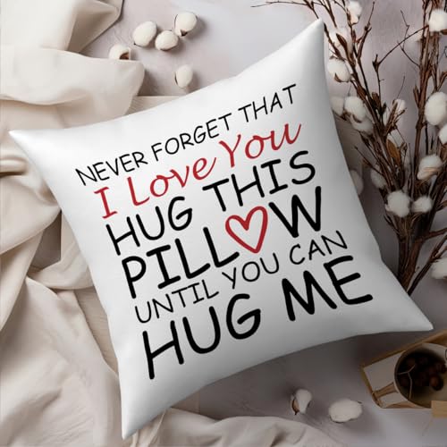Fokongna Couch Pillowcase Lover I Love You Hug This Pillow Until You Can Hug Me 18 x 18 Inches Valentine's Day Birthday Gifts Give to Girlfriend Grade Flannel Waist Pillowcase - color: Love You