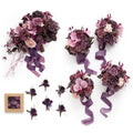 Ling's moment Wedding Artificial Flowers Package, Bridal Bouquet, Bridesmaid Bouquets, Boutonniere for Men, Rose Petals.Plum Lily Grape - color: Prpl-plum Lily & Grape