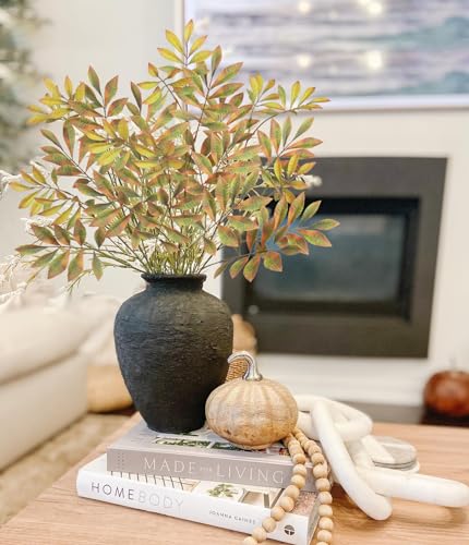 3PCS Artificial Greenery Stems Fall Leaves Stems Faux Branches for Vase 37.4 Inch Tall Fake Chestnut Leaves Branches Plants Leaf Bushes for Floral Arrangement Vase Bouquets Party Home Decor Yellow - color: Chestnut - Yellow