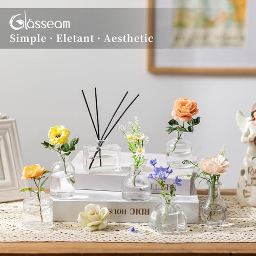 Glasseam Clear Glass Vases for Centerpieces: Mini Flower Vase Set 28Pcs Bud Vases in Bulk - Modern Small Vases for Home Room Wedding Party Dining Table Center Decor - size: 28Pcs-mini vases