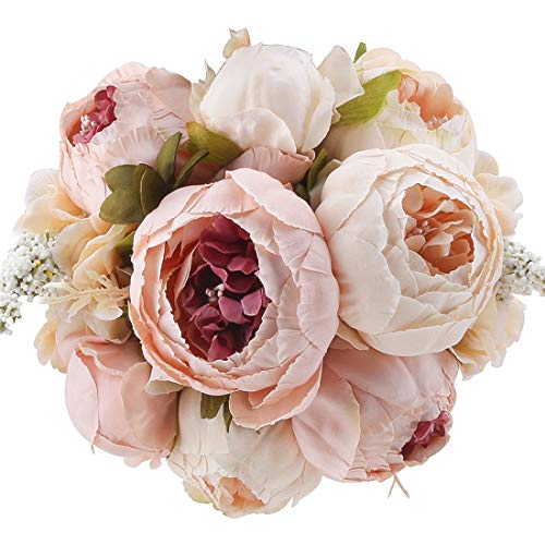Silk Peony Bouquet Vintage Artificial Peonies Flower for Home Wedding Party Decor (1pcs, Light Pink) - color: Light Pink