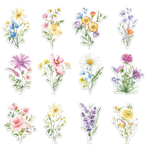 Whaline 12 Pcs Wildflower Refrigerator Magnets Magnetic Stickers Spring Watercolor Floral Bouquet Garage Magnet Decal for Fairy Party Fridge Car Metal Door Cabinet Mailbox - style: Spring Wildflower