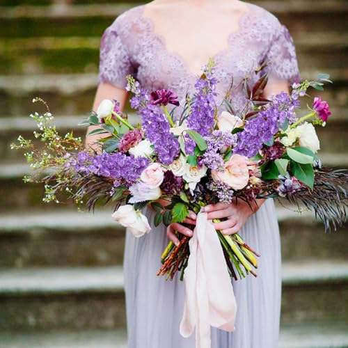 Dark Purple Delphinium Artificial Flowers 5PCS Silk Flowers with Stems Snapdragon Long Stem for Tall Vase Home Wedding Centerpieces Decor (Dark Purple) - color: Dark Purple