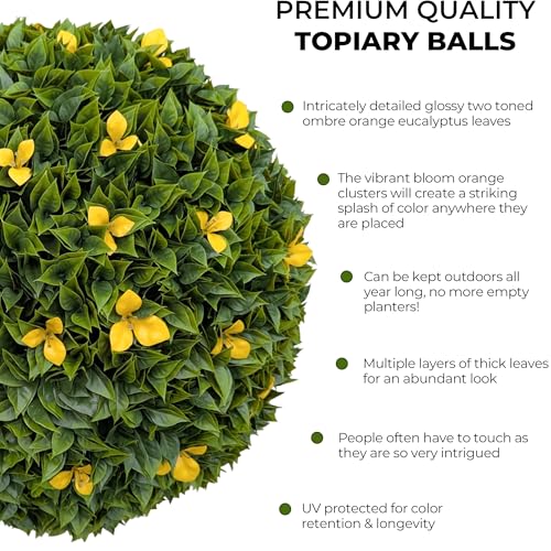 365 Curb Appeal 23" XL Bougainvillea Topiary Balls + Yellow Flower Pack (1 Artificial Topiary Ball (2 Halves)) - color: Bougainvillea + Yellow Flowers, size: 1 topiary ball (2 halves)