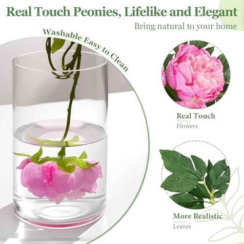 MARTINE MALL 3PCS Real Touch Peonies Artificial Flowers, 22in Pinkish Purple Fake Peonies Artificial Peonies Flowers Latex Large Faux Peony Flowers for Centerpiece Table Wedding Party Home Decor - color: Pinkish Purple, size: 3PCS