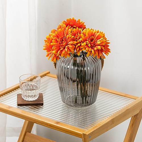 TOPIA Artificial African Daisies Flowers African Daisy Silk Flowers Artificial Gerbera Daisies Pack of 10 (Orange) - color: Orange, size: 10pcs