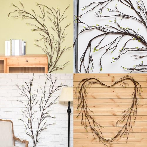 Daifunli 118 Inch Malleable Artificial Tree Branches Twigs Bendable Vines Rattan Cherry Blossom Trunk Ivy Grapevines for Decorating Faux Fake Hanging Plants Willow Garland for Home X'Mas Decoration