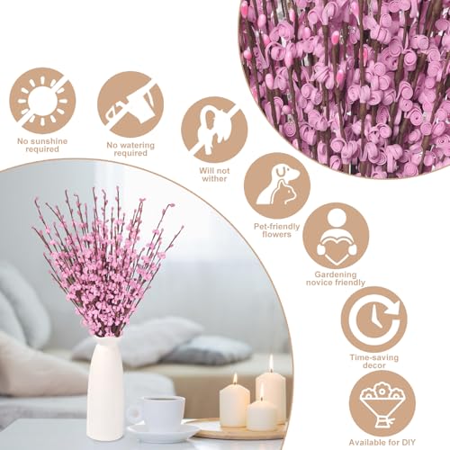 Wootkey 10 Pcs Long Jasmine Artificial Flowers Fake Flowers Dry Branches for Home Office DIY Floral Art Plant Mother's Gift Wedding Table Centerpieces Party Vase Decoration (Deep Pink, 10pcs-17.5'') - color: Macaron Pink, size: 10pcs-17.5''
