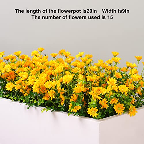 alyptus Fake Flowers Yellow Flowers for Spring Summer Decor - 8 Bundles Outdoor Christmas Flowers UV Resistant Artificial Flower for Home Garden Window Decor - color: Yellow