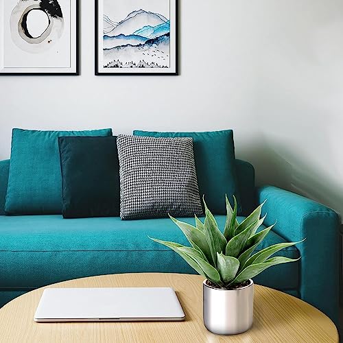 Large Agave Plant Artificial Succulent 13" Fake Aloe Vera Plant in Pot Faux Agave Plants Realistic Artificial Potted Plants for Living Room Table Bathroom Shelf Office Desk Home Indoor Decor (Silver) - color: Agave -Silver
