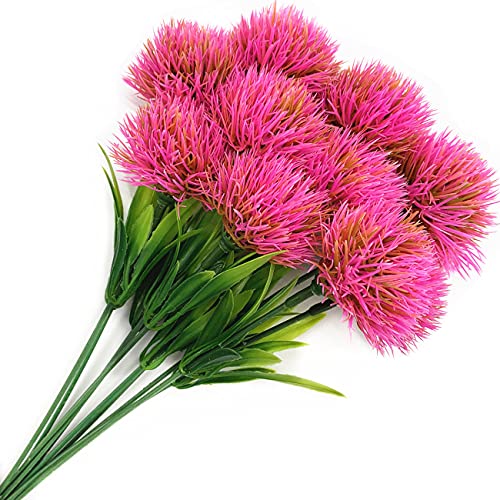 Fake Dandelion Flowers (Pink 10 Pcs) Artificial Plants, Faux Flower Plastic Plant Decor Indoor Outdoor for Outside Outdoor for Home Decoration Wedding Party DIY Filler Décor - color: Dandelions Pink/ 10 Pcs