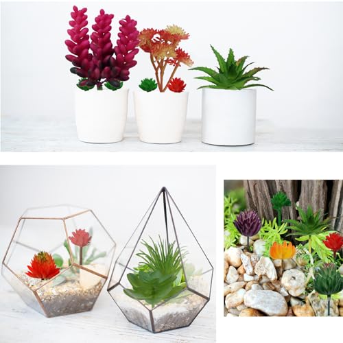 QUOZUO Succulents Plants Artificial, 22pcs Colorful Fake Succulents, Mini Artificial Succulents for DIY Crafting Home Floral Wall Garden Office Decoration (Unpotted)