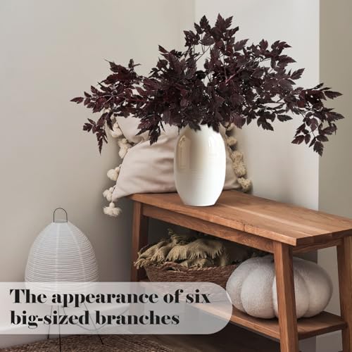 Lyrow 3 Pack 32 Inches Artificial Cimicifuga Plant Leaf Spray Faux Plum Cimicifuga Ramosa Leaf Branch Faux Fall Spray Silk Plants for Home Vase Wedding Garden Farmhouse Table Mantel Decor - size: 32 Inches