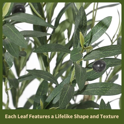 Garvee 7FT Indoor Olive Tree, Artificial Plant with Oval Planter, Lifelike Foliage and Fruits, Fake Plant for Home Decor, Office, Porch and Living Room - size: 7ft