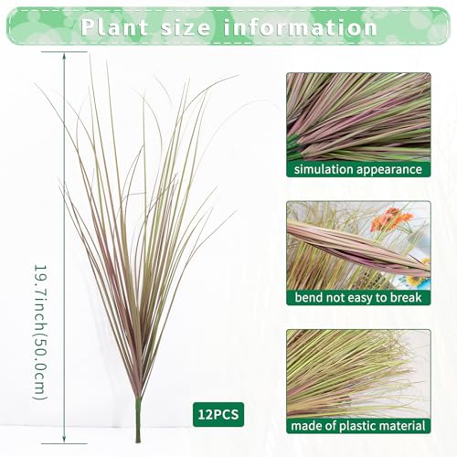 12Pcs Artificial Grass Plants, Faux Shrubs Wheat Grass, Artificial Tall Grass Fake Plants for Outdoor Decor,Artificial Greenery Stems Weed for Room Indoor Home Decor（Light Purple） - color: Light Purple, size: 12Pcs