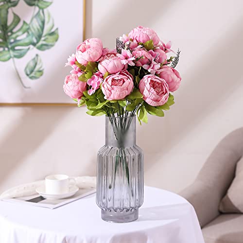 Duovlo Springs Flowers Artificial Silk Peony Bouquets Wedding Home Decoration,Pack of 1 (Spring Light Pink) - color: Spring Light Pink