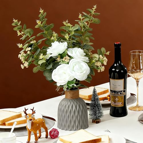 27 Inch Artificial Eucalyptus Stems, 6PCS Tall Faux Greenery Branches for Large Floor Vase, Tall Vase Decor, Silver Dollar Eucalyptus Leaves for Wedding Arch, Centerpiece and Home Decoration - color: Grey Green, size: 27" 6 Pcs