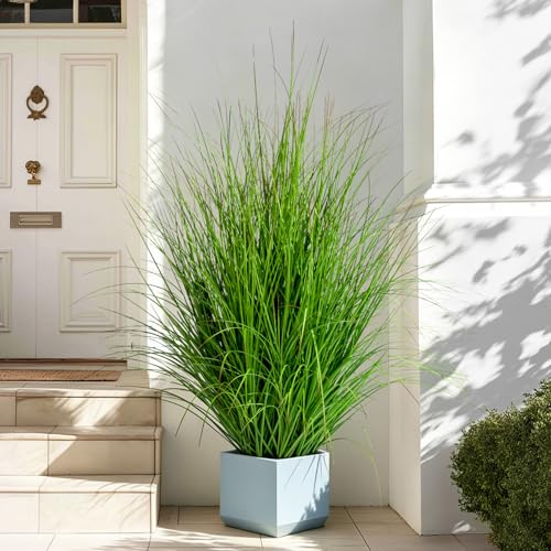 Big Artificial Cattail Reed Grass realistic floor plants large faux plastic plantas synthetic pampas grass fake grass for home living room indoor outdoor corner office patio front porch bonsai decor - color: Green, size: 4FT
