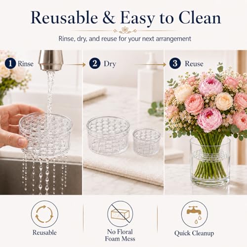 2 Pack Flower Arrangement Holder for Vase, Spiral Blossom Grid Flower Frog Stem Support, Ikebana Bouquet Tool (Clear) - color: Clear