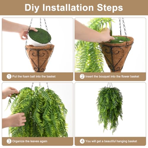 ZFProcess Artificial Faux Hanging Plants Basket for Spring Outdoor Summer Decoration, Fake Grass Plant UV Resistant Look Real for Outside Porch Home Patio Balcony Yard(Green) - color: C Green