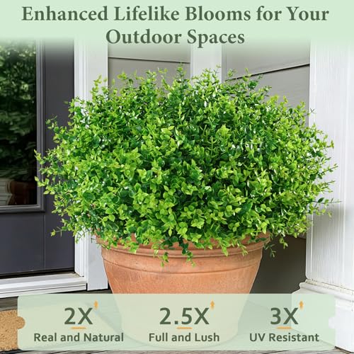 Yastouay Artificial Flowers for Outdoors UV Resistant, 22 Bundles Green Realistic Fake Outdoor Flowers Fake Plants, Faux Flowers for Outdoor Planters Front Porch Garden Window Box Farmhouse Decor - color: Green, size: 22 Bundles