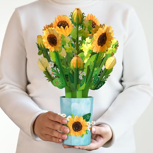 Lovepop Everyday Sunflower Blooms Pop-Up Flower Bouquet for Her and Him - 3D Greeting Cards for Boys, Girls, Men, Women - 12" Bouquet - Blank Notecard Included - color: Sunflower Blooms Bouquet