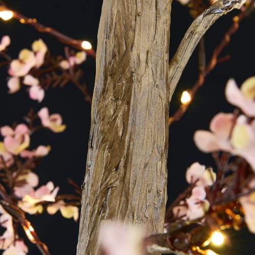 LIGHTSHARE 6FT Lighted Cherry Blossom Tree with 171 LED Warm White Lights, Artificial Sakura Tree with Dimmable Timer Transformer, Indoor Outdoor Decorative Tree with Ground Stakes - style: 6FT Sakura Tree