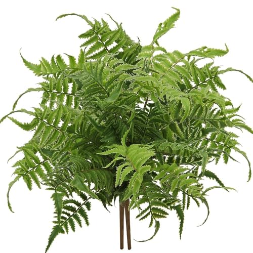 GnFlus 19" Artificial Boston Fern Plants Large Fake Greenery Shrubs 2 Pcs UV Resistant Faux Plant Bushes for Home Garden Office Farmhouse Indoor Outdoor Decor, Green - color: Greenery-2