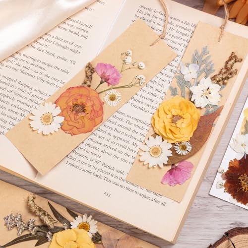 50pcs Boho Pressed Flowers Bulk, Vintage Dried Flower Leaves, Natural Fall Pressed Dried Flowers with Tweezer for DIY Crafts Resin Mold Candles Cake Bridal Scrapbooking Supplies - size: Yellow