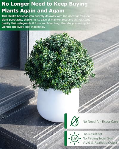 27.6" Artificial Topiary Boxwood Tree, Faux Boxwood Topiary Spheres with Spike, 2 Set Plants Shurbs Tree Waterproof UV Resistant Fake Plants for Outdoor Planter Porch Home Garden Spring Decor - size: 27.6inch-boxwood