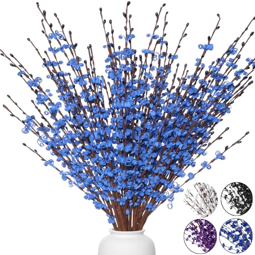 10Pcs Long Stem Jasmine Blue Flowers Artificial, 29.5"/75cm Faux Flower with Mini Berry Bouquet, Tall Fake Jasmine for Wedding Party DIY Floral Art Arrangements Festive Home Entrance Decor - color: Blue, size: 10 PCS