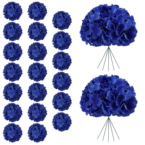 AVIVIHO 20PCS Royal Blue Hydrangea Artificial Flowers Bulk Realistic Silk Faux Hydrangea Heads with Stems Fake Flowers for Wedding,Party,Home,Table Centerpieces, Arch,Baby Shower,Party DIY Decoration - color: Royal Blue, size: 20PCS