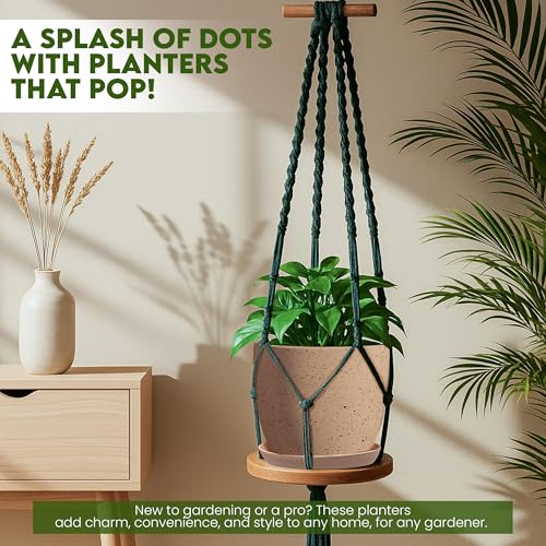 Utopia Home - Spotty Plant Pots Indoor with Drainage - 7/6.6/6/5.3/4.8 Inches Flower Pots - 5 Pack Plastic Planters - Ideal for Stocking Stuffers - (Speckled Peach Pink, Pack of 5) - color: Speckled Peach Pink, size: Pack of 5