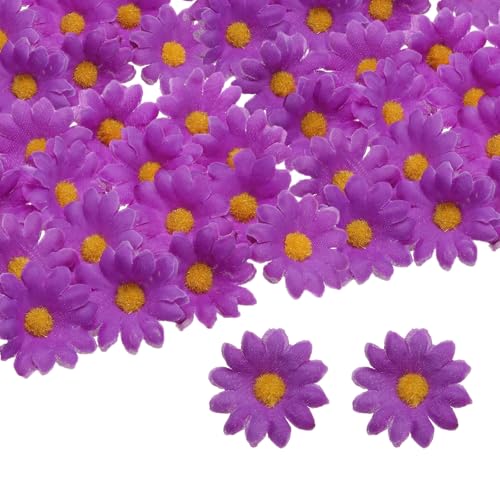 uxcell 100pcs Artificial Daisies Flower Heads,1.6" Silk Fake Daisies Heads Mini Daisies Artificial Flowers Bulk for DIY Wedding Bouquets Centerpieces Party Home Decor Deep Purple/Orange - color: Deep Purple/Orange