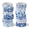 FYSUIMU 12 Rolls Blue Floral Washi Tape Chinoiserie Flower Bird Decorative Masking Tape Set Blue White Toile Wrapping Paper Tapes for Scrapbook Journal DIY Art Crafts - style: Blue Floral
