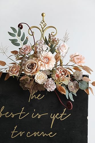 YYHUAWU Artificial Flowers Combo Set Fake Flower Leaf Box with Stems for DIY Wedding Bouquets Centerpieces Arrangements Baby Shower Party Home Decorations (Brown & Nude Color) - color: Brown & Nude Color