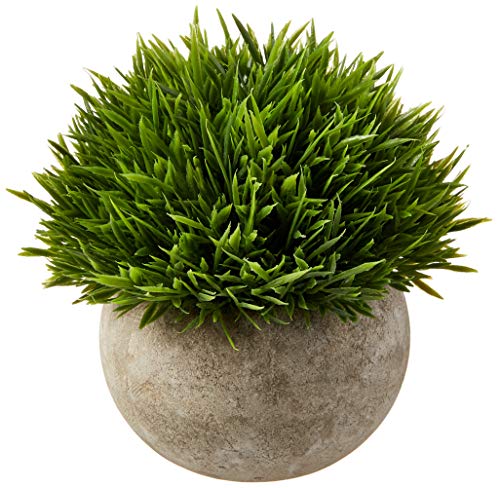 Ogrmar Mini Plastic Artificial Plants Grass in Pot/Small Artificial Faux Greenery/Mini Plants Topiary Shrubs for Bathroom, House Decorations (Green Grass) - color: Green Grass