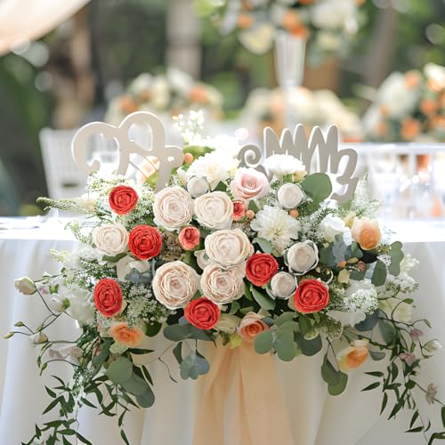 6Pcs Realistic Orange Silk Ranunculus Artificial Flowers Long Stems, 23.6" Tall Fake Flowers Faux Flowers Suit for Year-Round Home Decoration, Wedding, Bridal Bouquets, Office - color: Orange