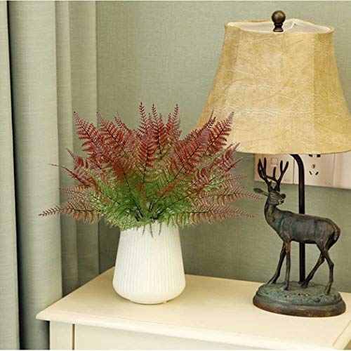 CATTREE Artificial Fern Shrubs, Plastic Bushes Grass Leaves Fake Plants Wedding Indoor Outdoor Home Garden Verandah Kitchen Office Table Centerpieces Arrangements DIY Christmas Decoration 4 pcs - color: Red Fern Grass 4pcs