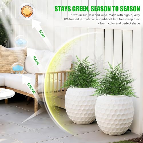 Yangrass Artificial 23" Fern Topiary Ball Trees, 2PCS Fake Fern Bushes Artificial Outdoor Plants with Ground Spikes, UV Resistant Lifelike Faux Greenery Shurbs for Home Garden Patio Porch Decor - color: Fern