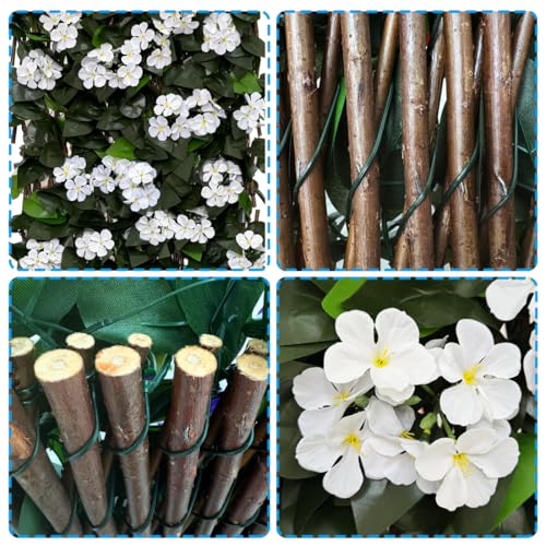 Expandable Fence Privacy Screen for Balcony Patio Outdoor,Decorative Faux Ivy Fencing Panel,Artificial Hedges (Single Sided Leaves)… - color: WHITE FLOWER